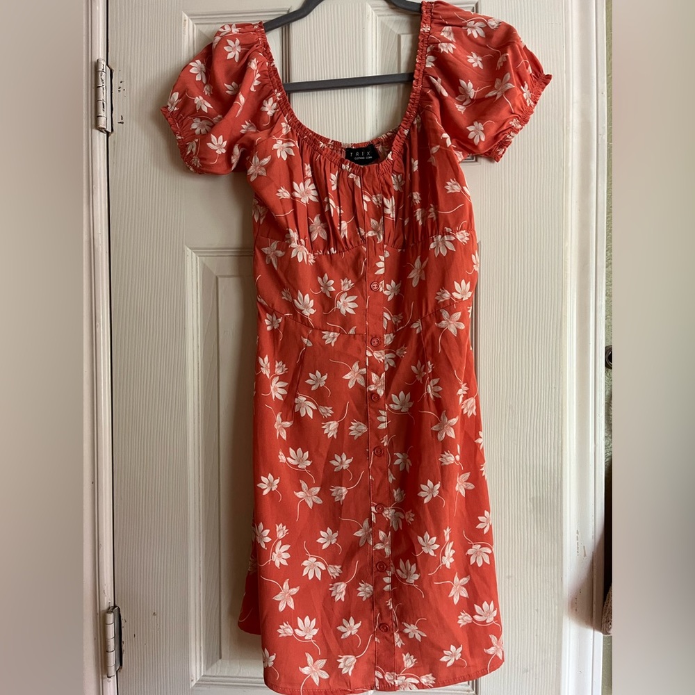 Off Shoulder Orange Floral Summer dress